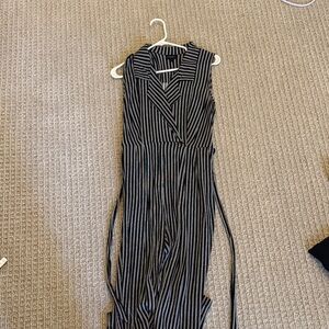 Who What Wear Black and White Striped Jumpsuit